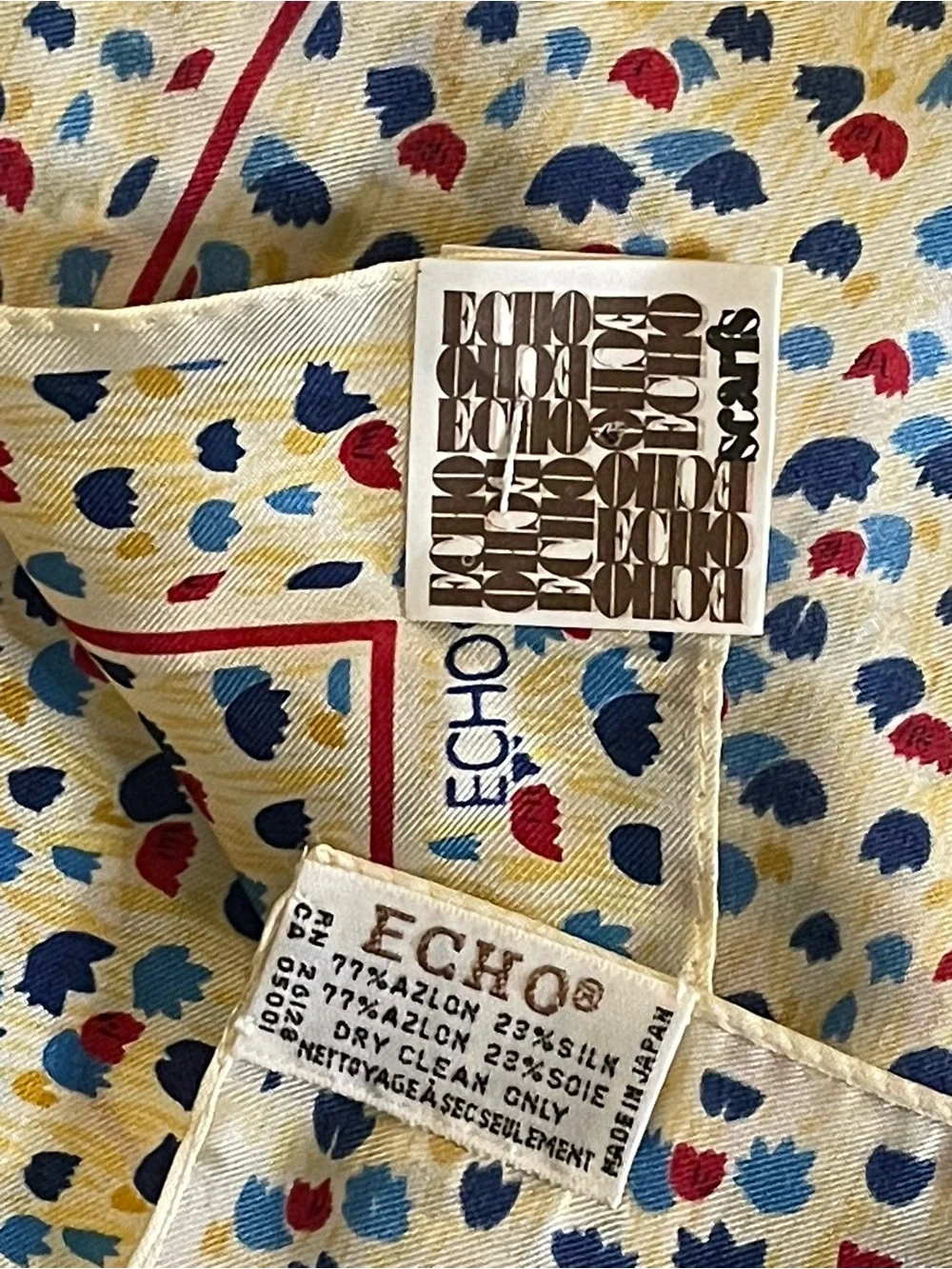 Vintage Unworn Echo Silk Scarf 17 In Sq Mint Condition